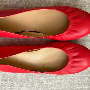 J Crew Italian Leather Ballet Flats size 8 Color Poppy